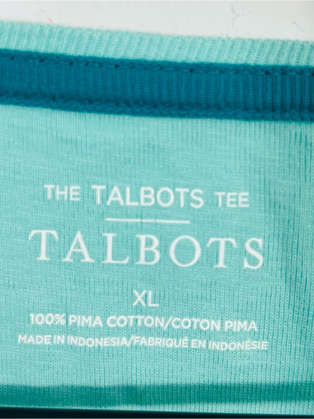 The Talbots Tee Long Sleeve Pima Cotton Beautiful Blue Sz XL Classic Minimalist - Picture 5 of 6